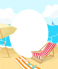 Beach illustration frame, 해변 일러스트 프레임