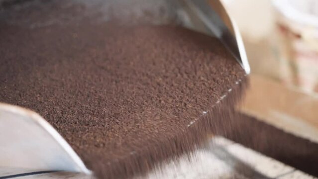 close up of leaving machine separete tea leaf in a Indian factory 