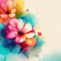 Fototapeta na wymiar Watercolor flower background design. Generative AI