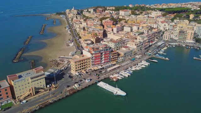 Anzio town, near Rome, Italy, Europe. Bay, beach and sea. Summer travel