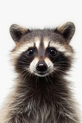 Cute baby raccoon isolated on a white background. Generative AI