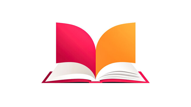 Minimalistic logo with colorful open book, generative AI.