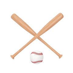 White Baseball Ball and Wooden Bat. 3d Rendering