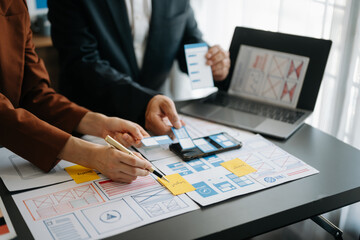 UX graphic designer planning application process development prototype wireframe for web smart...