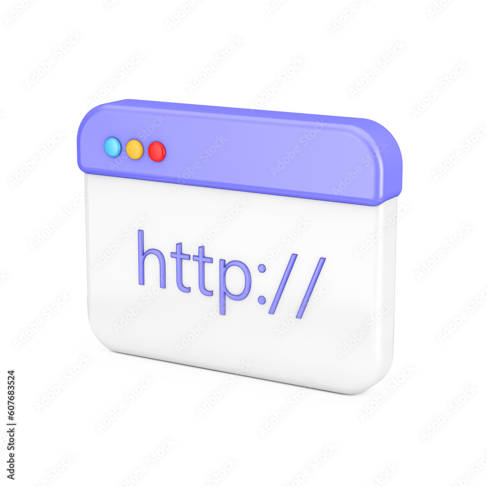 Fototapete Cartoon HTTP Protocol Data Browser Page Window Web Icon Sign. 3d Rendering