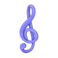 Cartoon Treble Clef Web Icon Sign. 3d Rendering