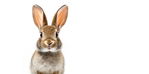 Obraz premium Cute baby rabbit isolated on a white background. Generative AI