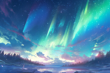 繊細で芸術的な自然系背景のイラスト(AI generated image)