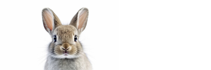 Obraz premium Cute baby rabbit isolated on a white background. Generative AI