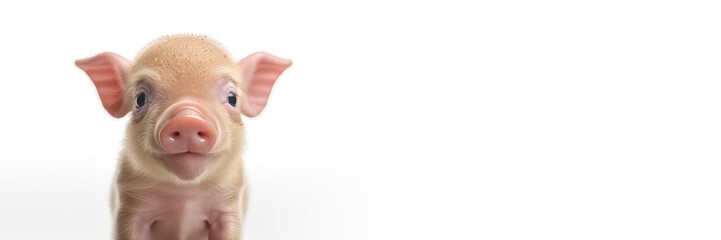 Fototapeta premium Cute baby pig isolated on a white background. Generative AI