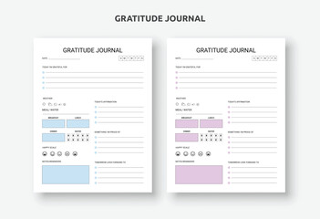 Design of the gratitude journal template. Self-Care Scheduler. Template for a mindfulness journal. Gratitude journal every day. 