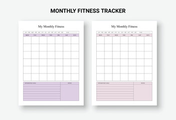 Monthly fitness tracker, Monthly Habit Tracker, Routine Tracker, 30 Day Habit Challenge planner