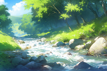 繊細で芸術的な自然系背景のイラスト(AI generated image)