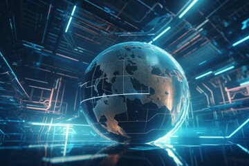 Futuristic cyber earth. Generate Ai