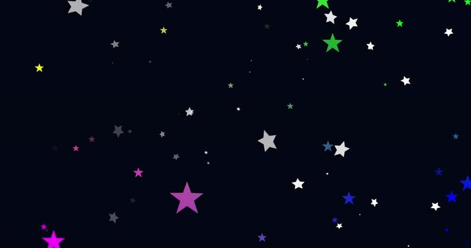 Animation of coloured stars over black background