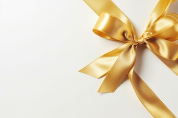 Golden satin ribbon gift. Generate AI