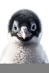 Cute baby penguin isolated on a white background. Generative AI
