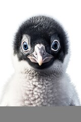 Fototapeta premium Cute baby penguin isolated on a white background. Generative AI