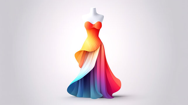 A minimalist logo design of dress, women's clothing products, generative AI.