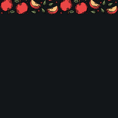 Apple background with place for text. Drawn apple illustration