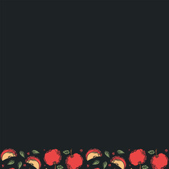Apple background with place for text. Drawn apple illustration