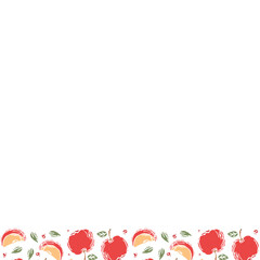 Apple background with place for text. Drawn apple illustration