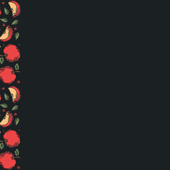 Apple background with place for text. Drawn apple illustration