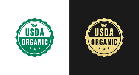 USDA Organic Logo or USDA Organic Label Vector Isolated in Flat Style. Best USDA Organic logo for product packaging design element. Simple USDA Organic label for packaging design element. - obrazy, fototapety, plakaty