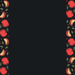 Apple background with place for text. Drawn apple illustration