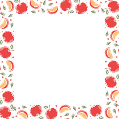 Apple background with place for text. Drawn apple illustration