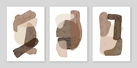 Set of Natural Shape Watercolor Modern Abstract Artprint