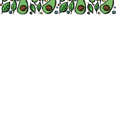 Obraz premium Avocado background with place for text. Drawn avocado illustration