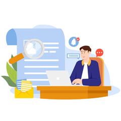 Looking for Work Through Websites Illustration