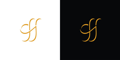 modern and unique handwritten letter CH initials logo design.