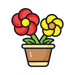 Grab this eye soothing vector of flower pot vector in trendy style, potted flowers in editable style