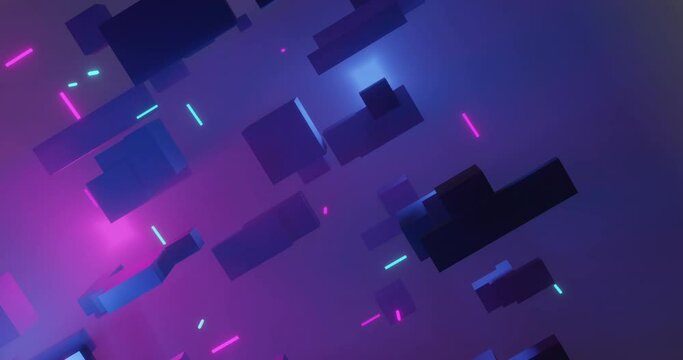 Animation of 3d cubes and purple background