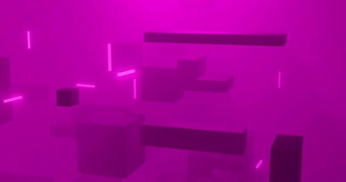 Animation of 3d cubes and purple background