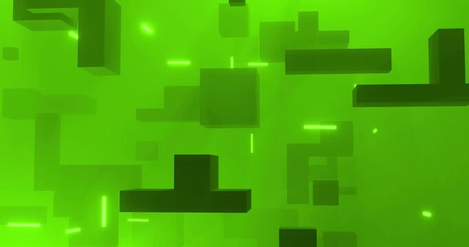 Animation of 3d cubes and green background