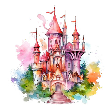 fairy tale castle illustration with generative ai technology