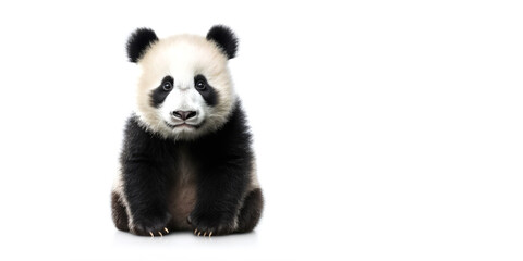 Fototapeta premium Cute baby panda isolated on a white background. Generative AI