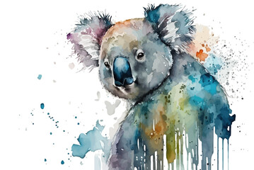 Koala watercolor vector illustration. Australian animal sitting on eucalyptus tree. © Ася Якимчук