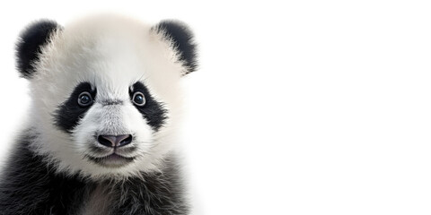 Cute baby panda isolated on a white background. Generative AI