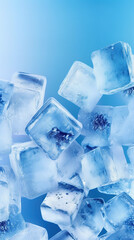 Full screen ice cubes with white gradient down to blue. The feeling of summer is clear, crystal clear.