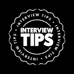 Interview Tips text stamp, concept background