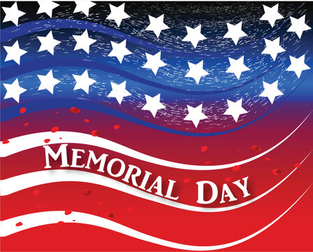 Memorial Day USA flag American patriotic symbol logo banner vector image grunge background template