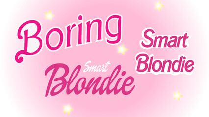 Funny stickers pack with barbie font 