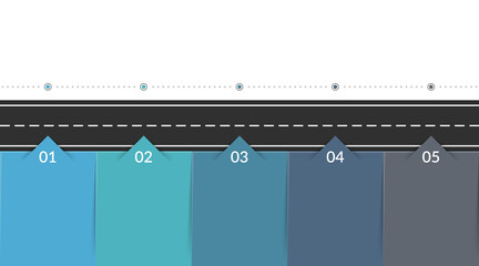 Road infographics template with five elements with place for your text