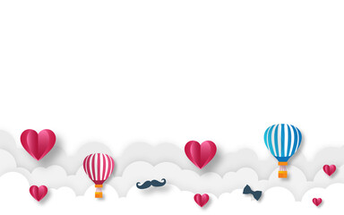  Father's Day transparent png parachute and cloud background poster or banner design template...