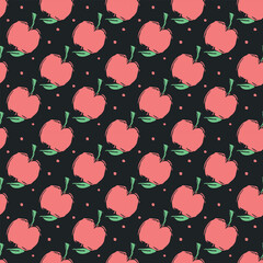 Seamless apple pattern. Colored seamless doodle pattern with red apples