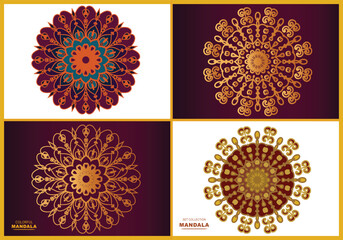 Colorful set collection mandala design template background.